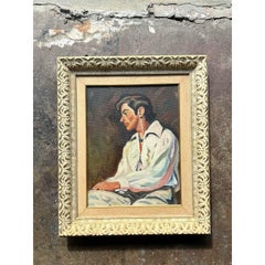Vintage Boho Spanish Original Oil Portrait of Man