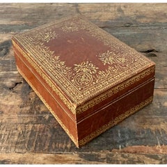 Vintage Boho Spaulding and Co. Gold Leaf Tooled Leather Box