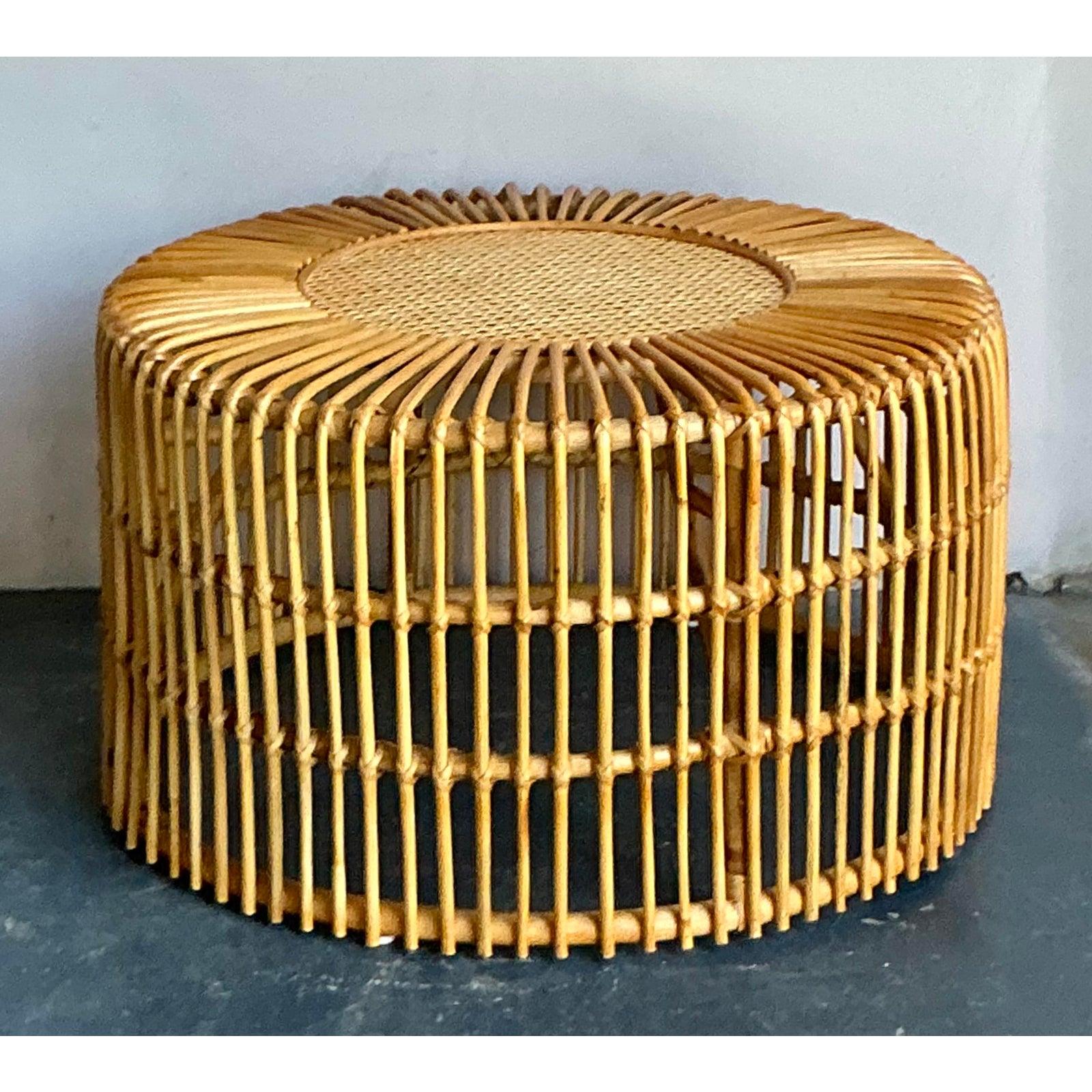 XXIe siècle et contemporain Table basse en rotin vintage Boho Spike en vente