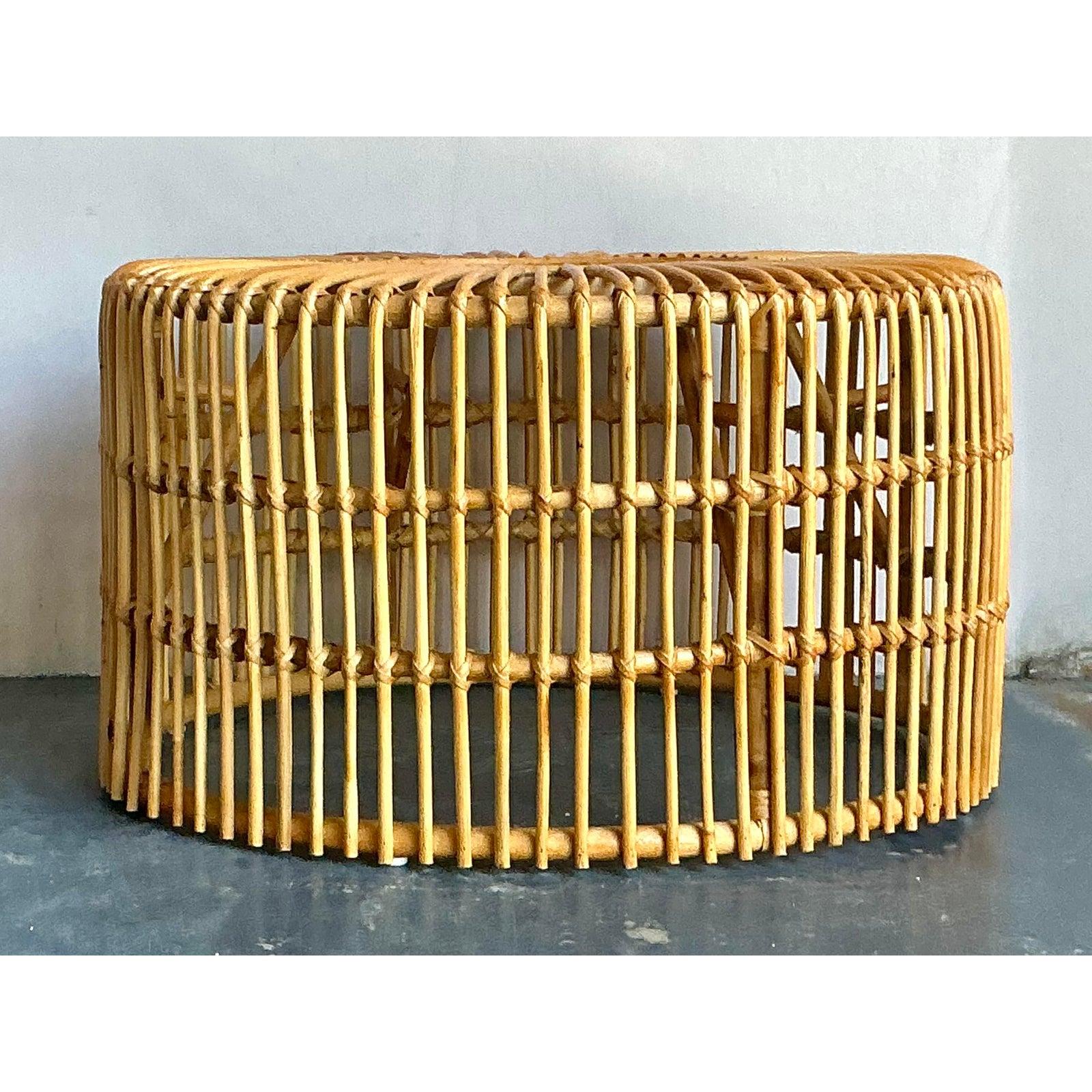 Canne Table basse en rotin vintage Boho Spike en vente