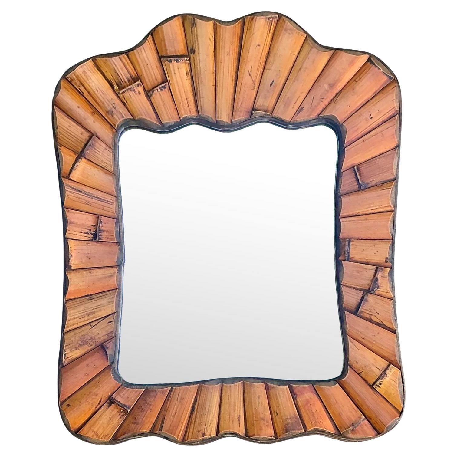 Vintage Boho Split Bamboo Mirror