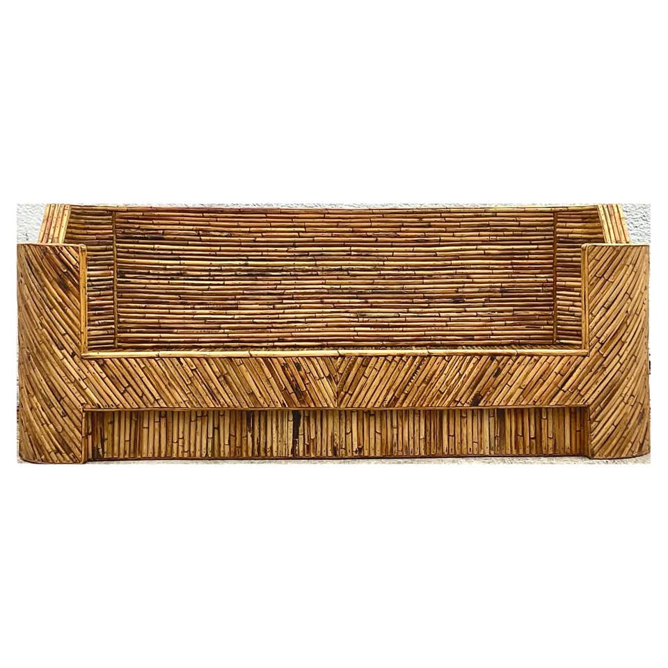 Boho Chic Pencil Reed Ribbon Sofa For Sale at 1stDibs