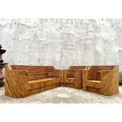 Vintage Boho Split Reed Sofa