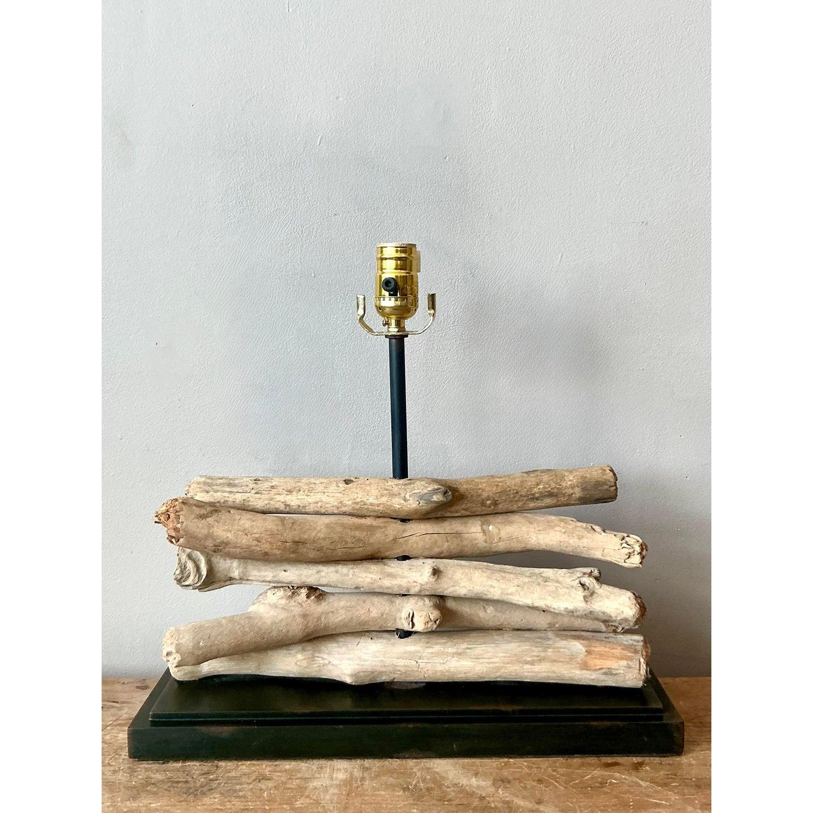 American Vintage Boho Stacked Branch Lamp For Sale