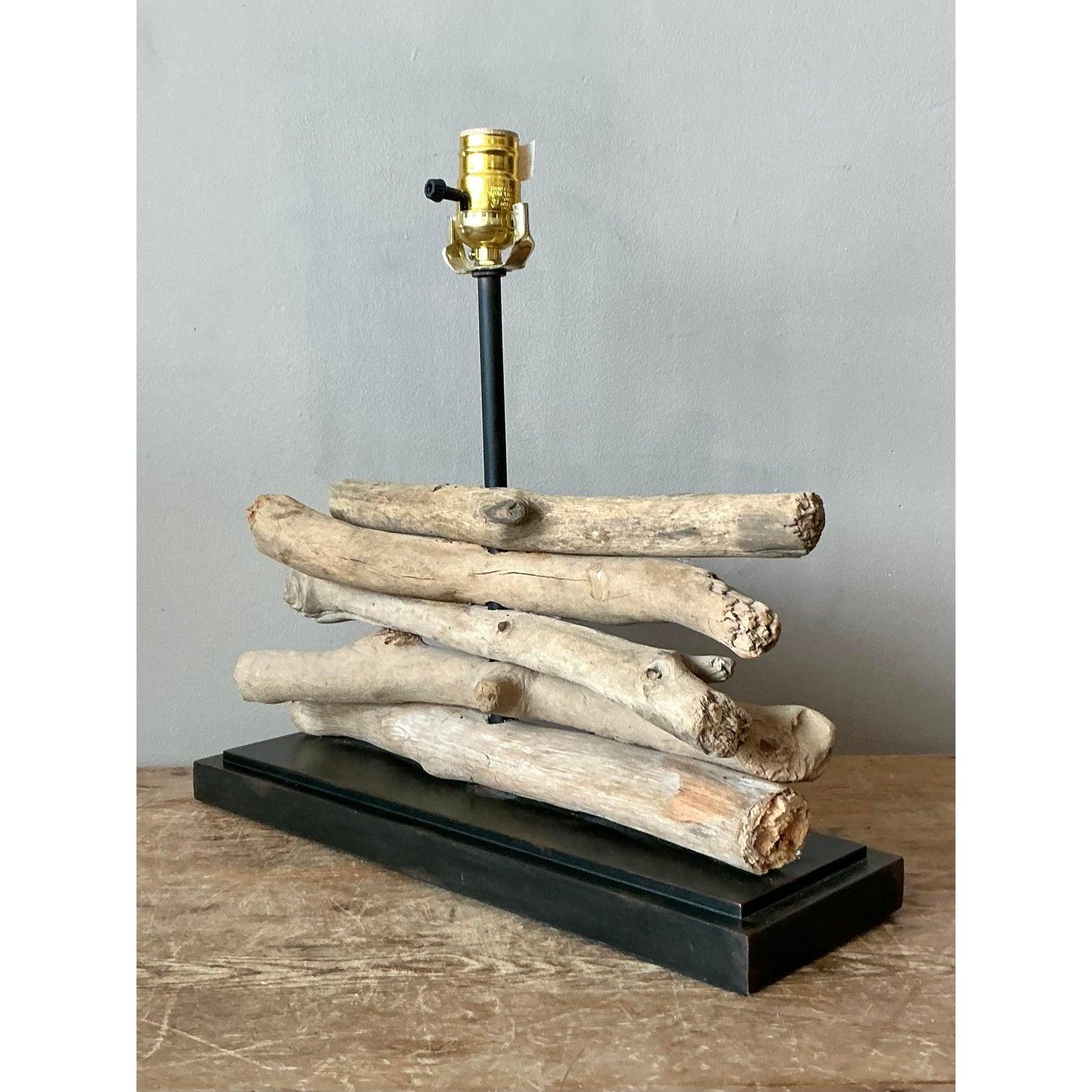 Vintage Boho Stacked Branch Lamp In Good Condition For Sale In West Palm Beach, FL