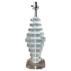 Vintage Boho Stacked Lucite Lamp