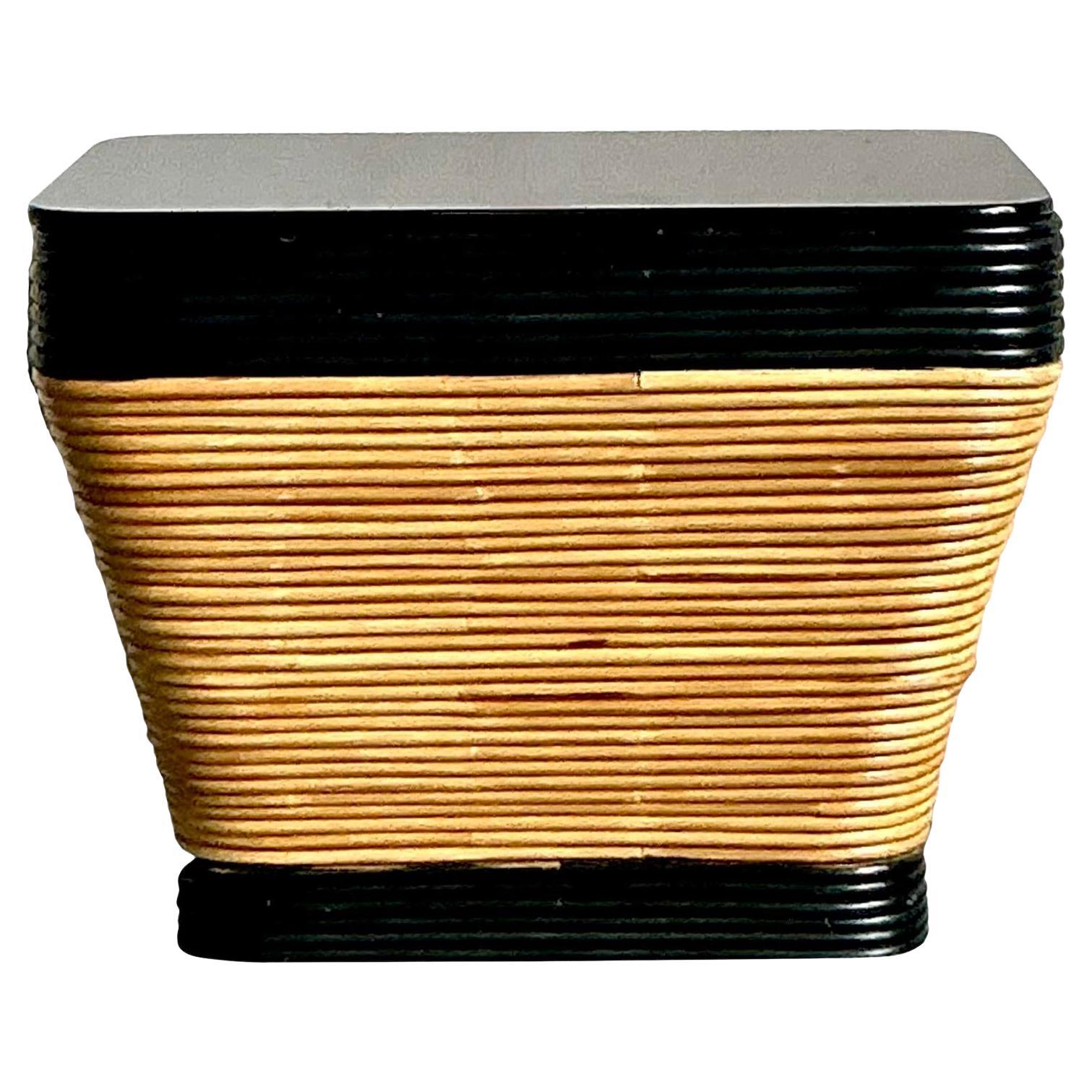 Vintage Boho Stacked Pencil Reed Side Table