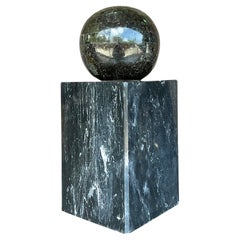 Vintage Boho Stacked Stone and Marble Geometric Sphere Sculpture