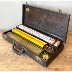 Vintage Boho Stamped Croc Mahjong Set