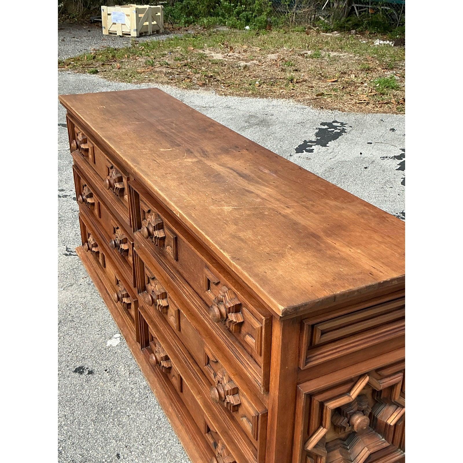 XX secolo Comò a 6 cassetti con motivo a stelle Boho Vintage in vendita