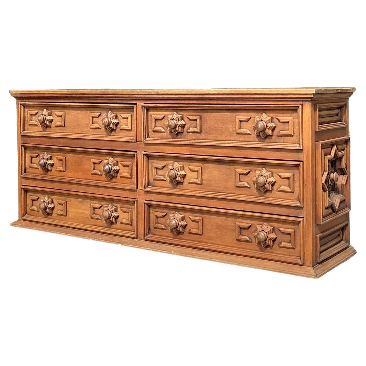Vintage Boho Star Motif 6 Drawer Dresser