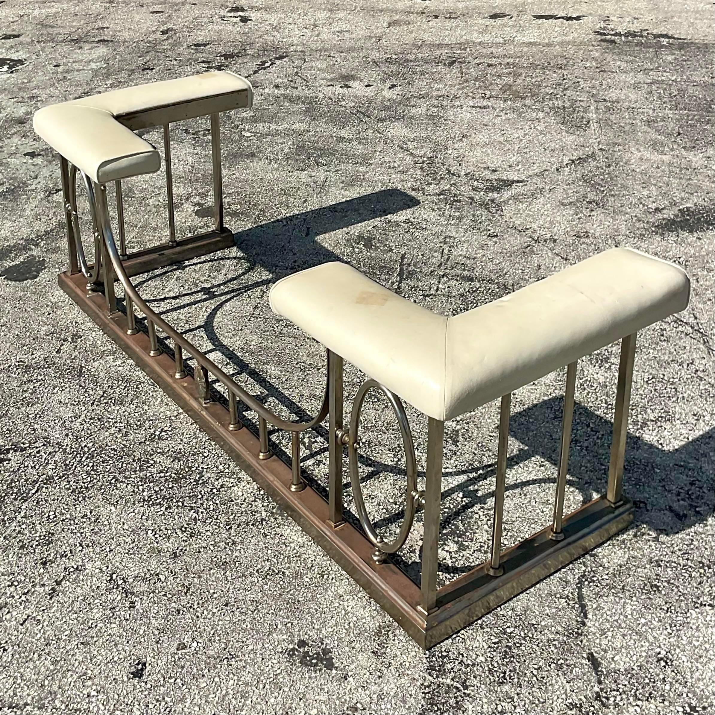 Vintage Boho Steel Fireplace Fender In Good Condition For Sale In west palm beach, FL