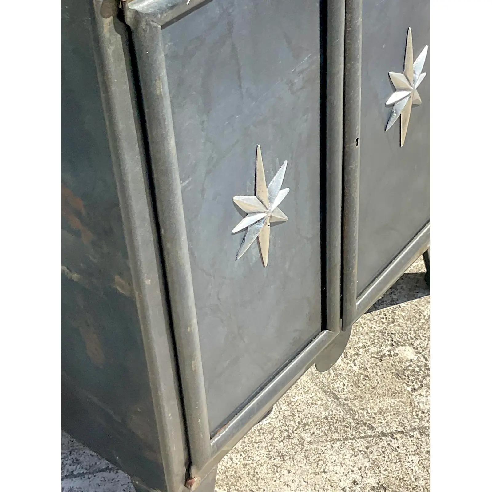 Vintage Boho Steel Silver Star Cabinet 6