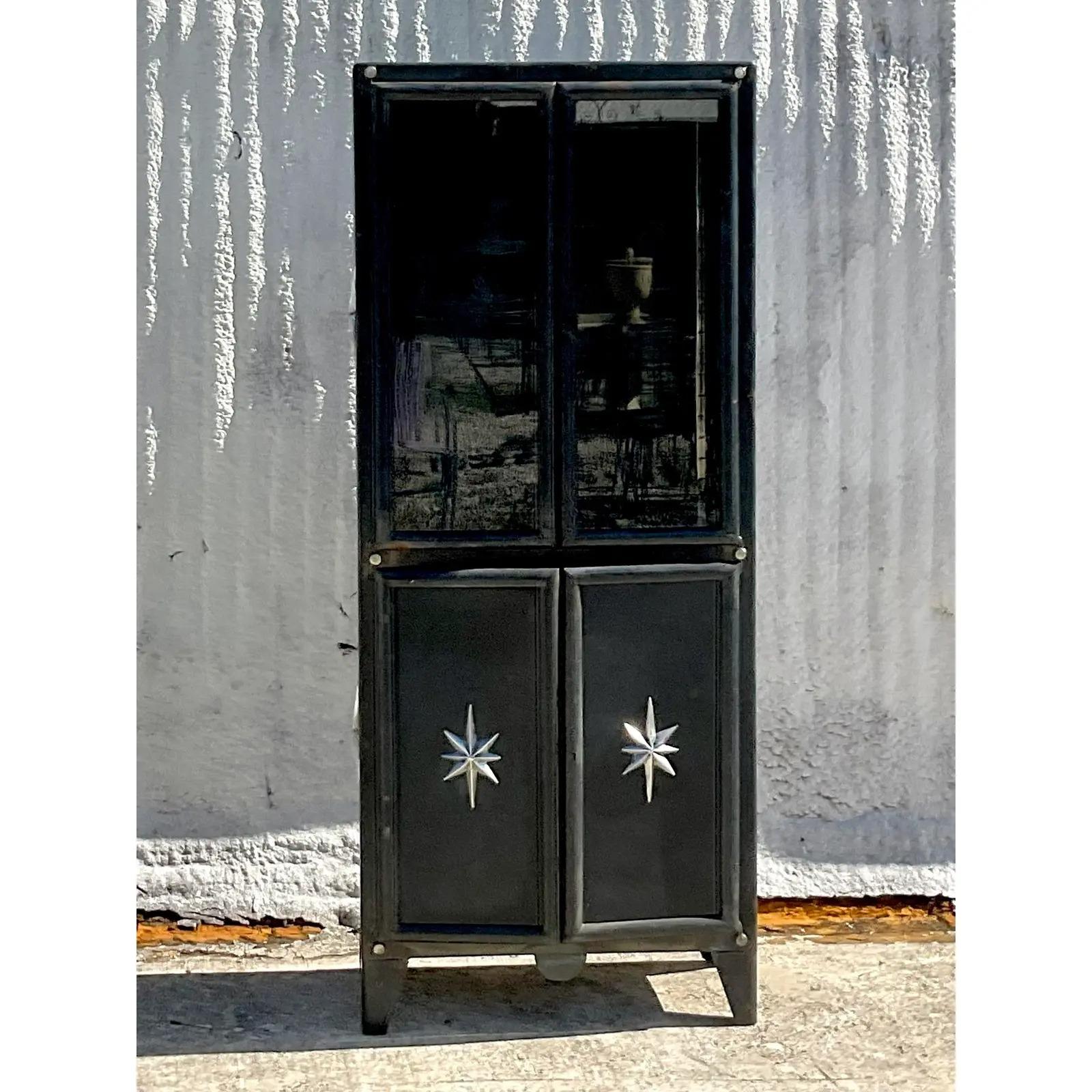 Vintage Boho Steel Silver Star Cabinet 3