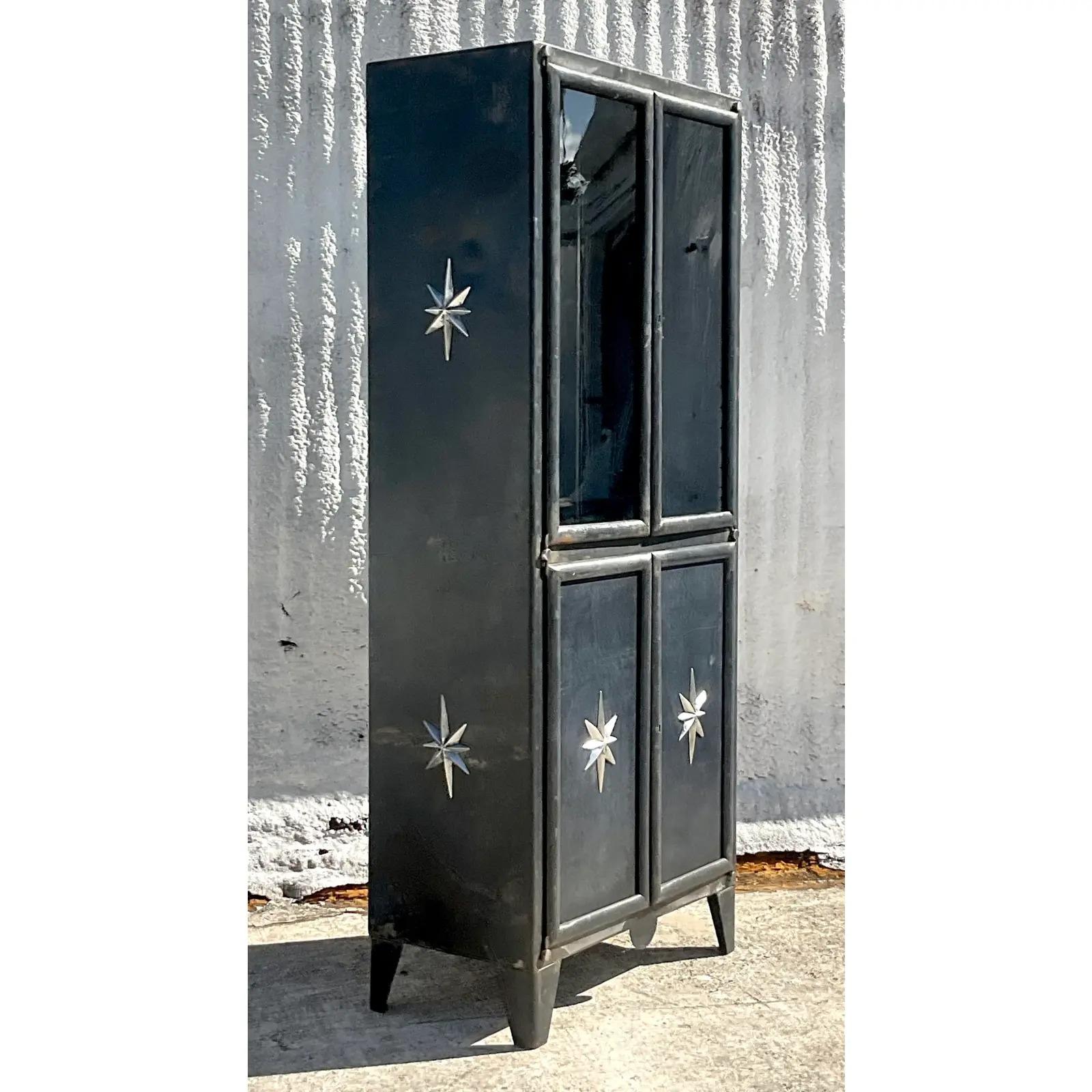 Vintage Boho Steel Silver Star Cabinet 4