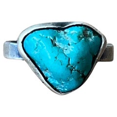 Vintage Boho Sterling Silver Turquoise Ring 8