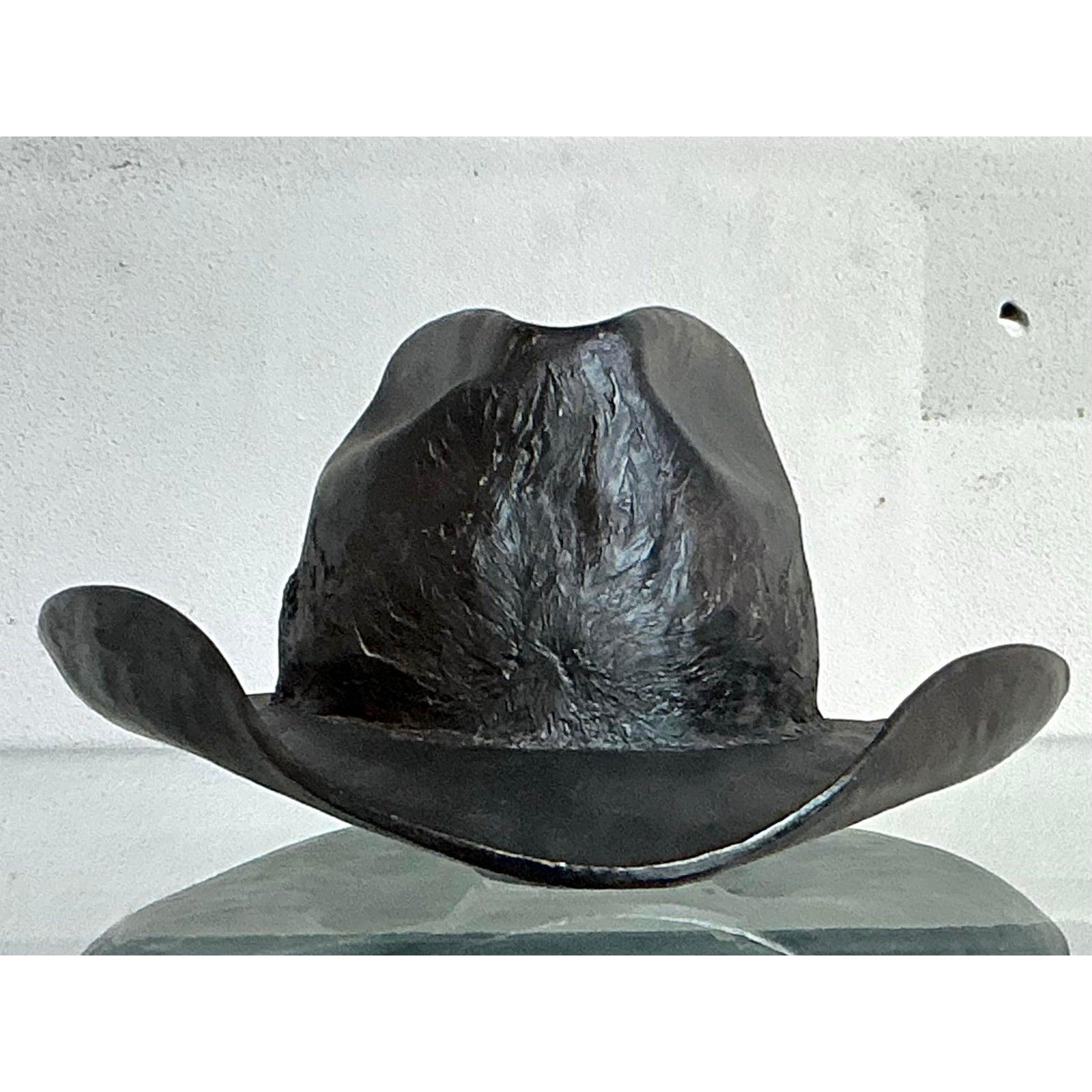 Postmoderno Cappello da cowboy vintage in gesso a grandezza naturale di Stetson Boho in vendita