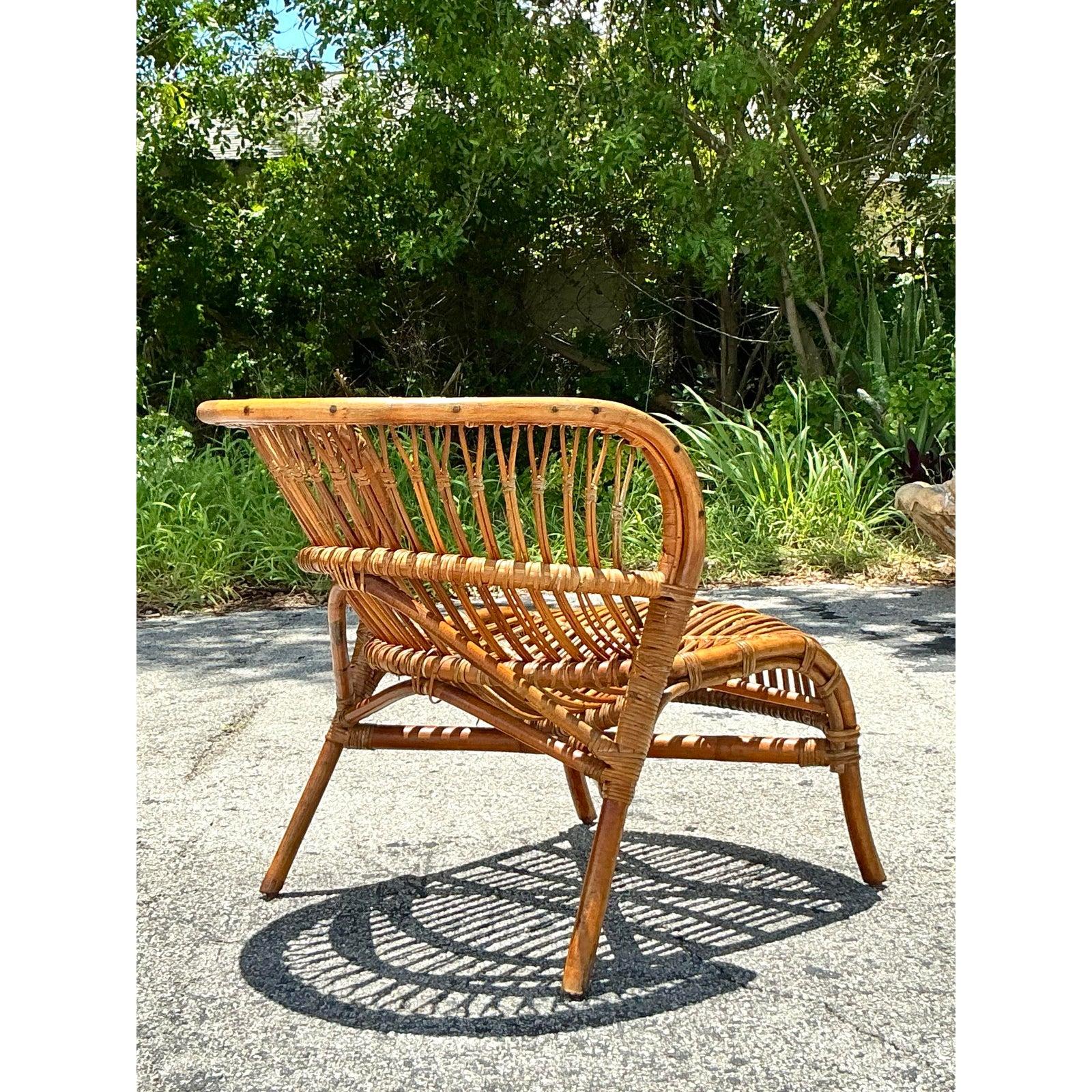 Tumbona de ratán vintage Boho Stick en venta 4