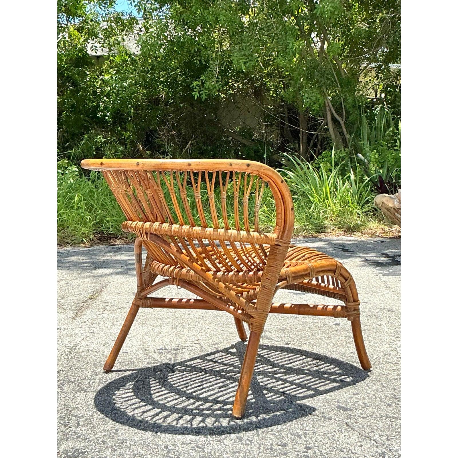 Tumbona de ratán vintage Boho Stick en venta 5
