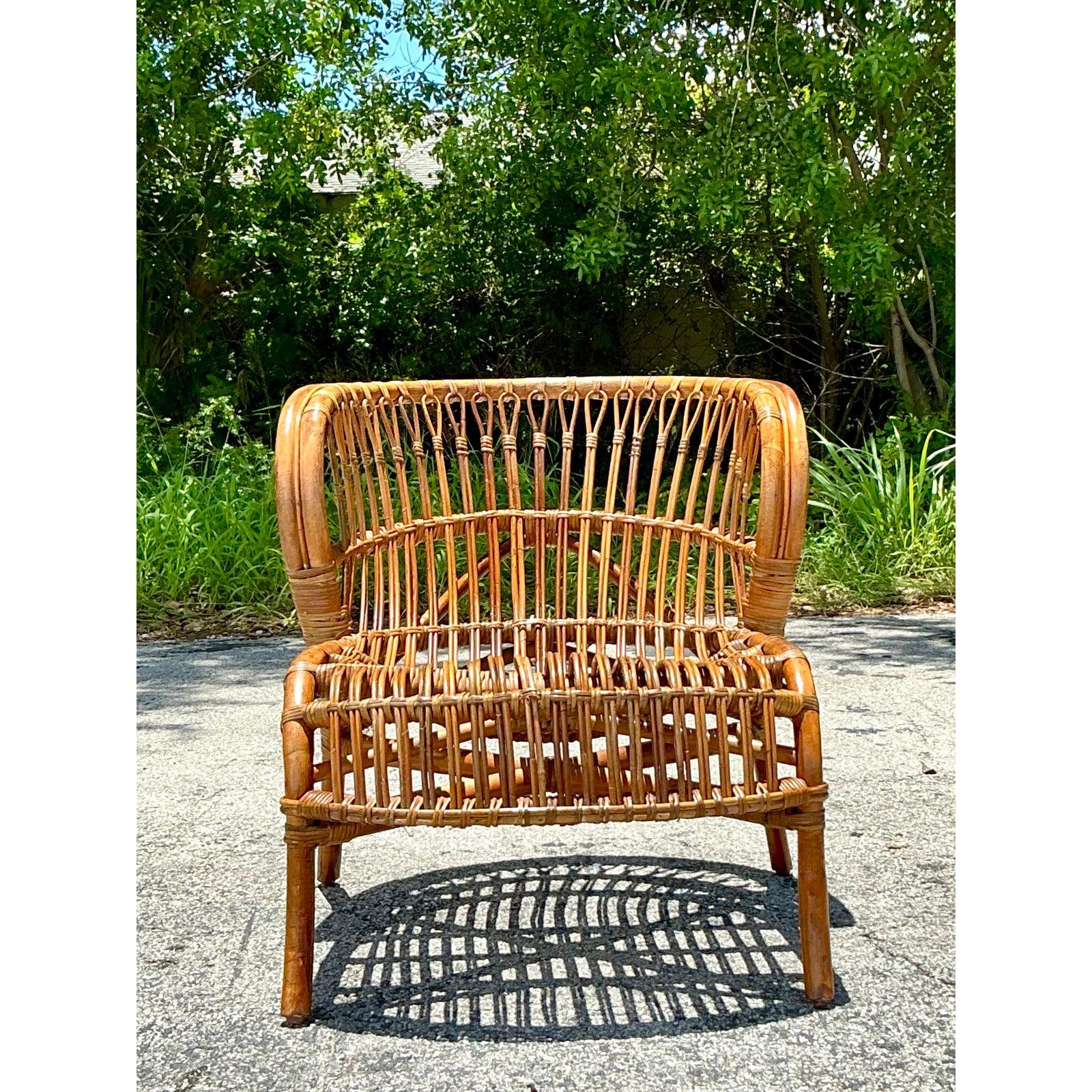 Tumbona de ratán vintage Boho Stick Moderno orgánico en venta