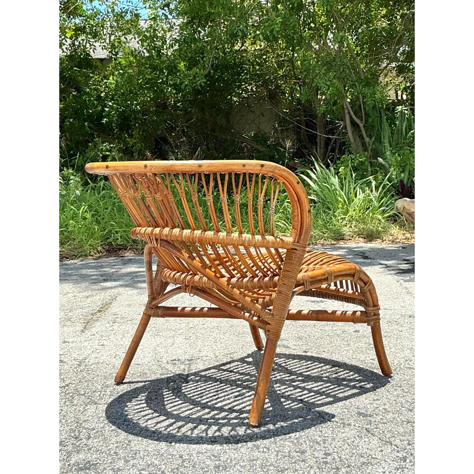 Tumbona de ratán vintage Boho Stick Filipino en venta