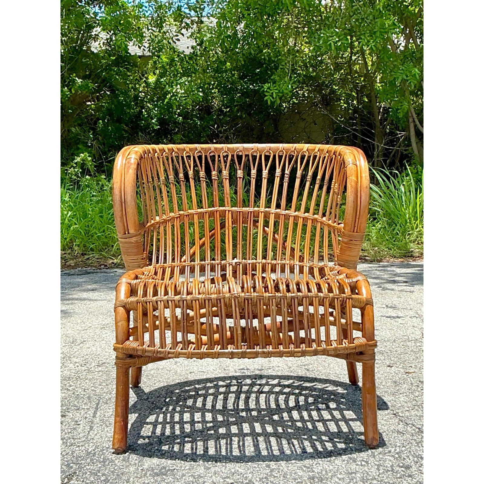 Tumbona de ratán vintage Boho Stick en Bueno estado para la venta en West Palm Beach, FL