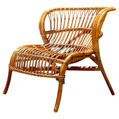 Vintage Boho Stick Rattan Lounge Chair