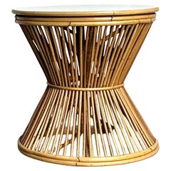Vintage Boho Stick Rattan Side Table