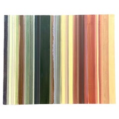 Vintage Boho Striped Abstracto Original Óleo sobre Lienzo Titulado "Quemado"