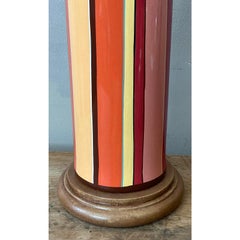 Vintage Boho Striped Glazed Ceramic Lamp