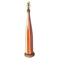 Vintage Boho Striped Glazed Ceramic Lamp