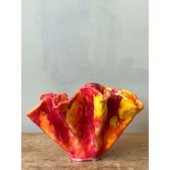 Vintage Boho Striped Ruffle Bowl