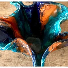 Vintage Boho Striped Studio Pottery Bowl