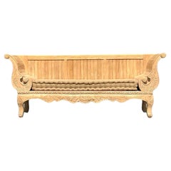 Vintage Boho Stripped Pine Settee