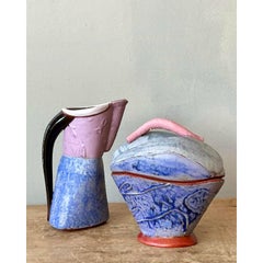 Vintage Boho Studio Pottery Cream and Sugar