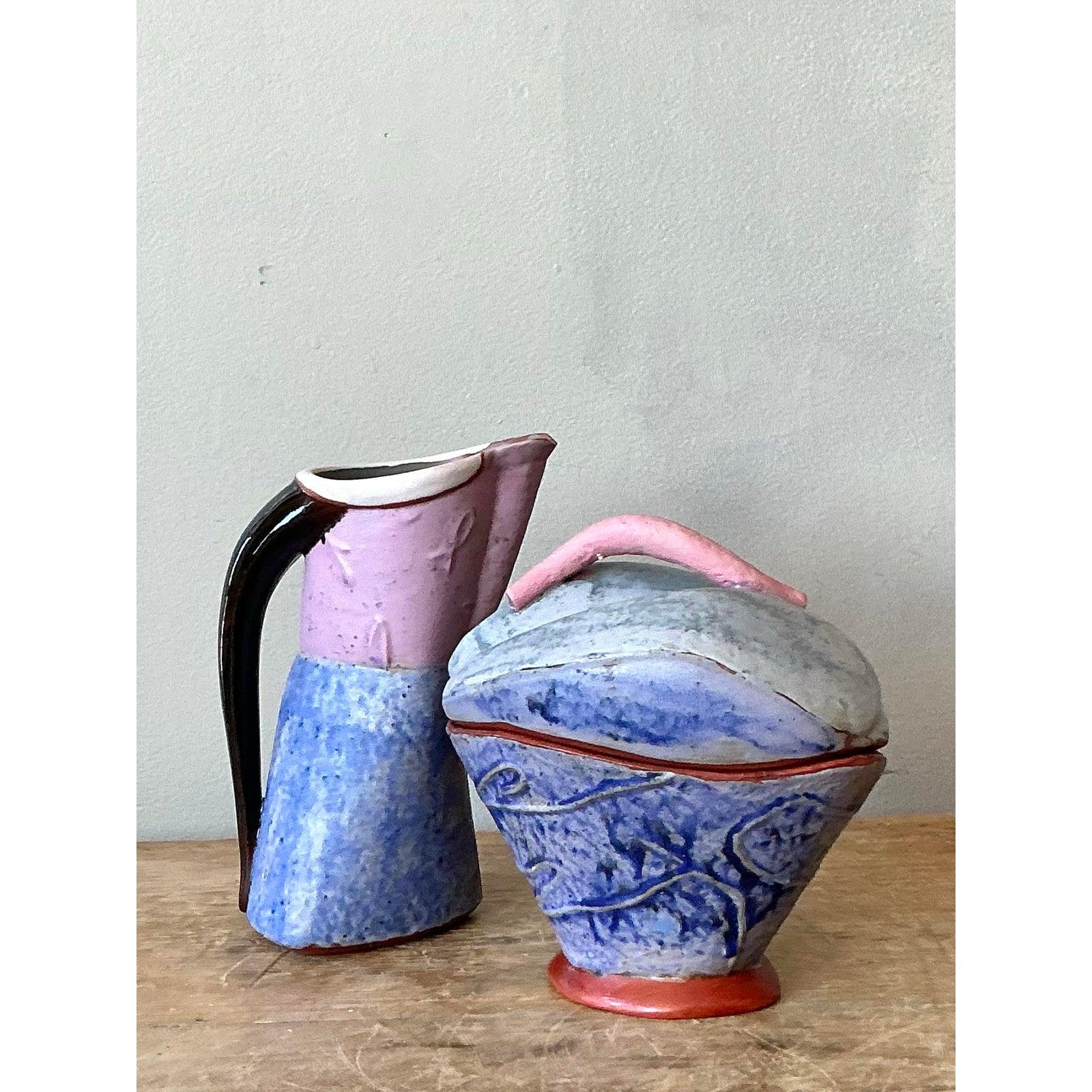 Crème et sucre vintage Boho Studio Pottery Bon état - En vente à West Palm Beach, FL