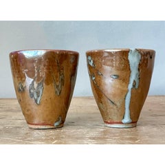 Vintage Boho Studio Pottery Cups - Set of 2