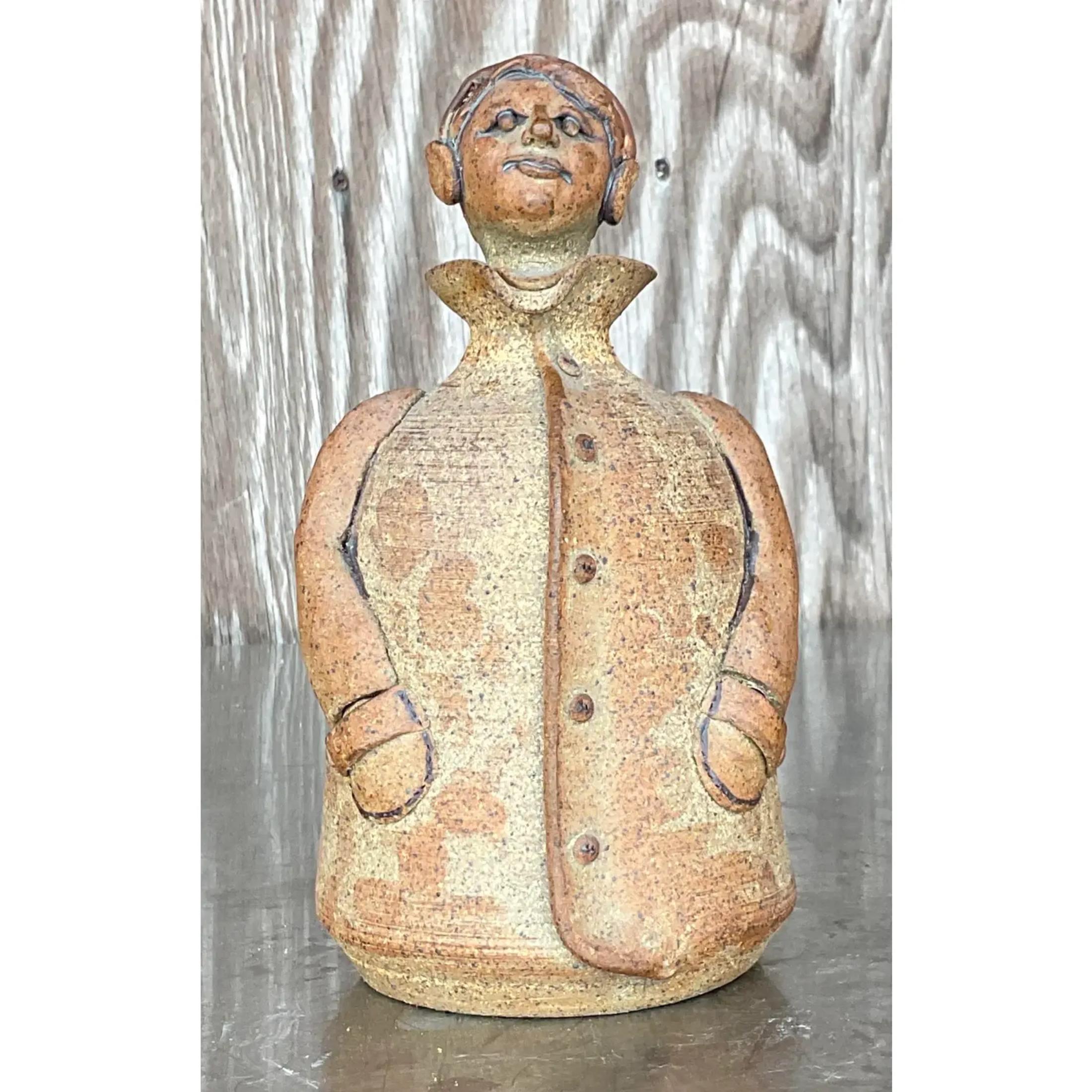 Decanter d'epoca in ceramica dello Studio Pottery di Boho in vendita 1