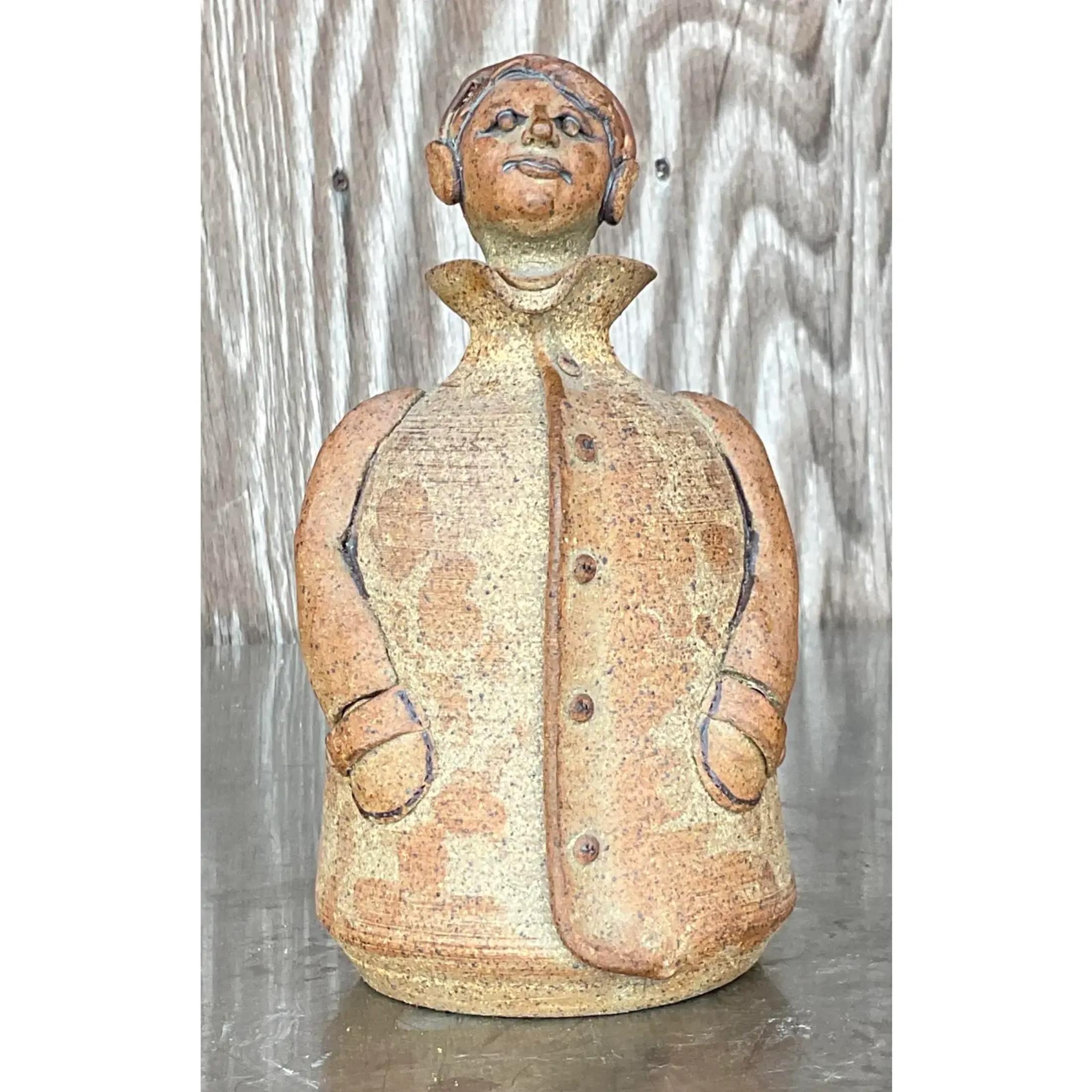 Vintage Boho Studio Pottery Decanter For Sale 2