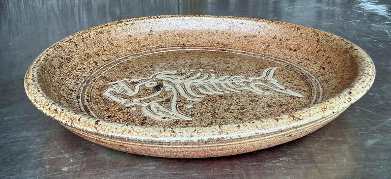 Vintage Boho Studio Pottery Fish Platter For Sale at 1stDibs