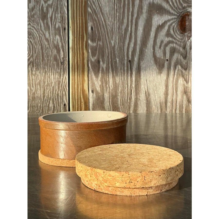 20th Century Vintage Boho Studio Pottery Lidded Bowl For Sale