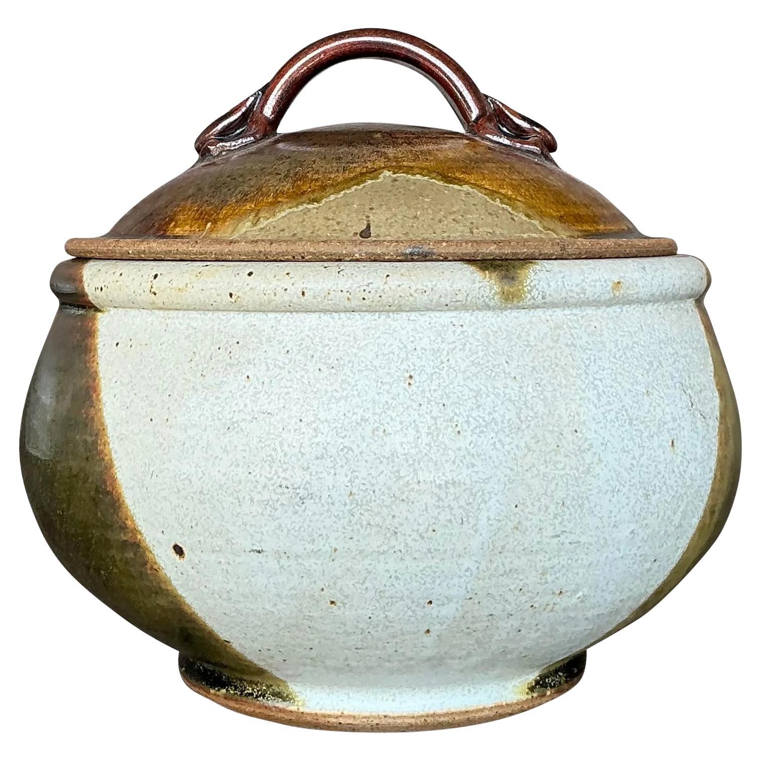 Vintage Boho Studio Pottery Lidded Bowl