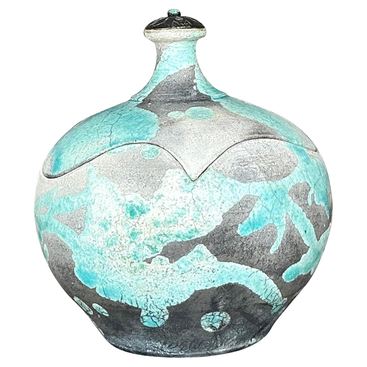 Vintage Boho Studio Pottery Lidded Bowl