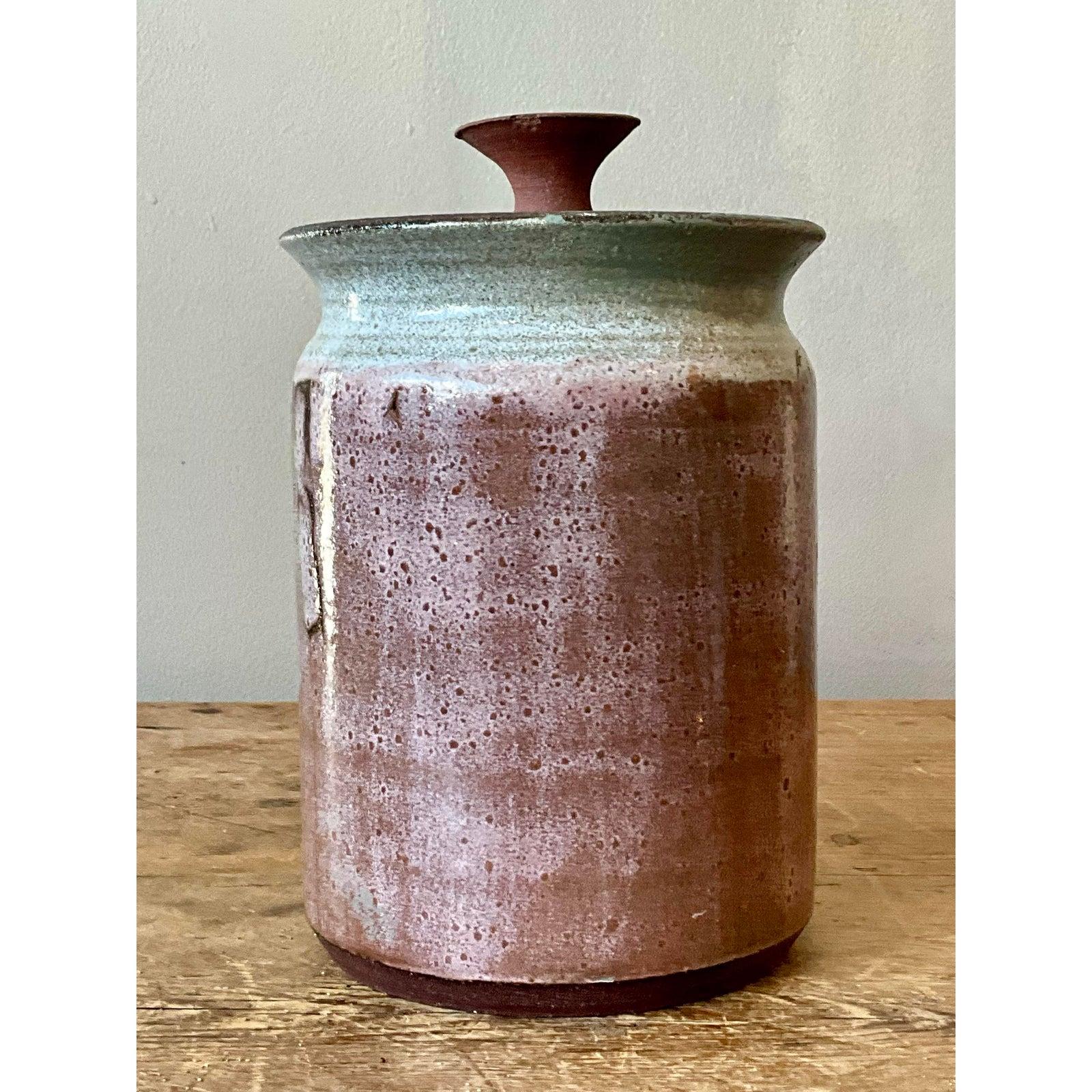 Rustico Vaso con coperchio dello Studio Pottery d'epoca Boho Studio in vendita
