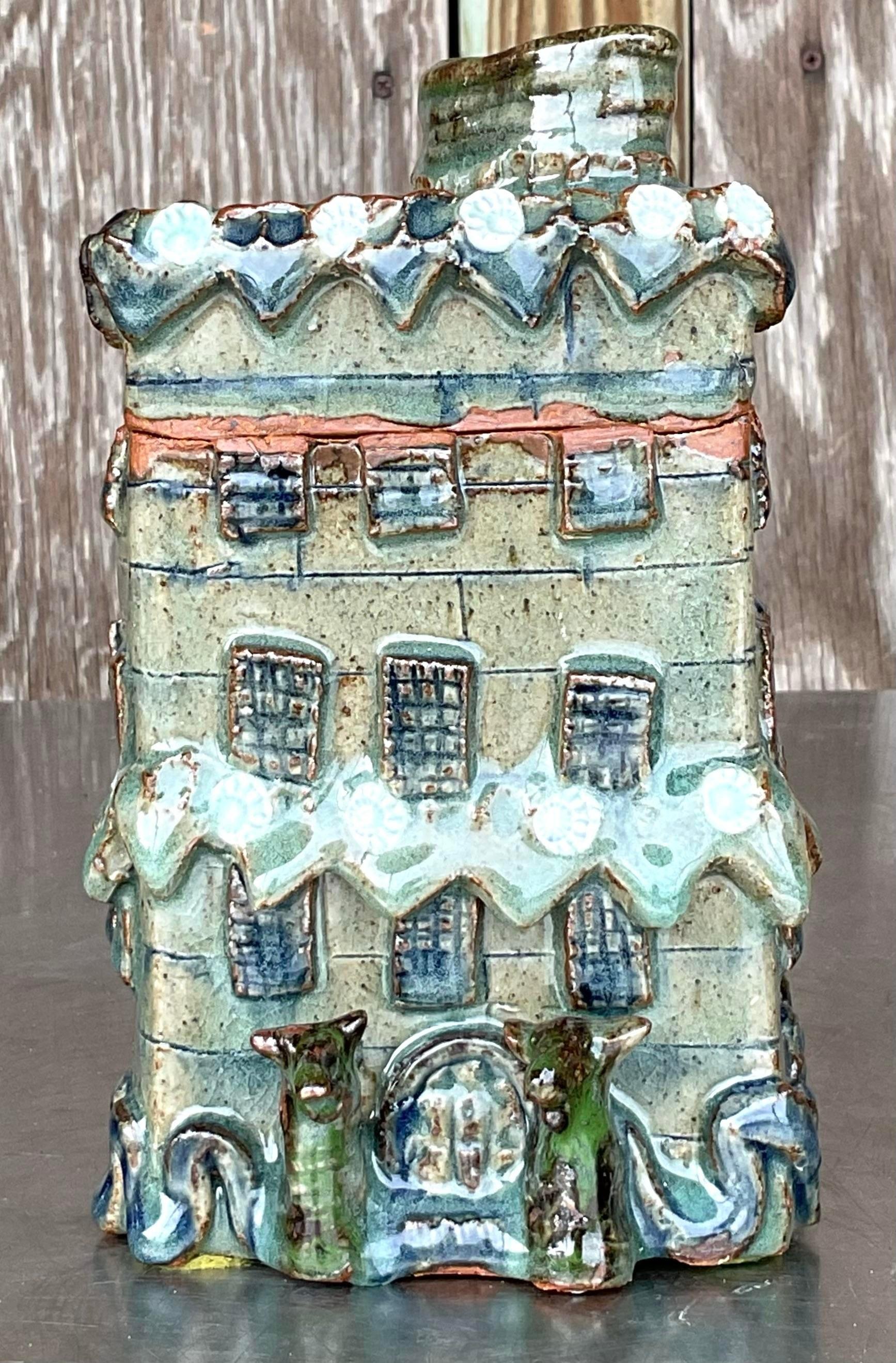 Vaso con coperchio dello Studio Pottery d'epoca Boho Studio In condizioni buone in vendita a west palm beach, FL