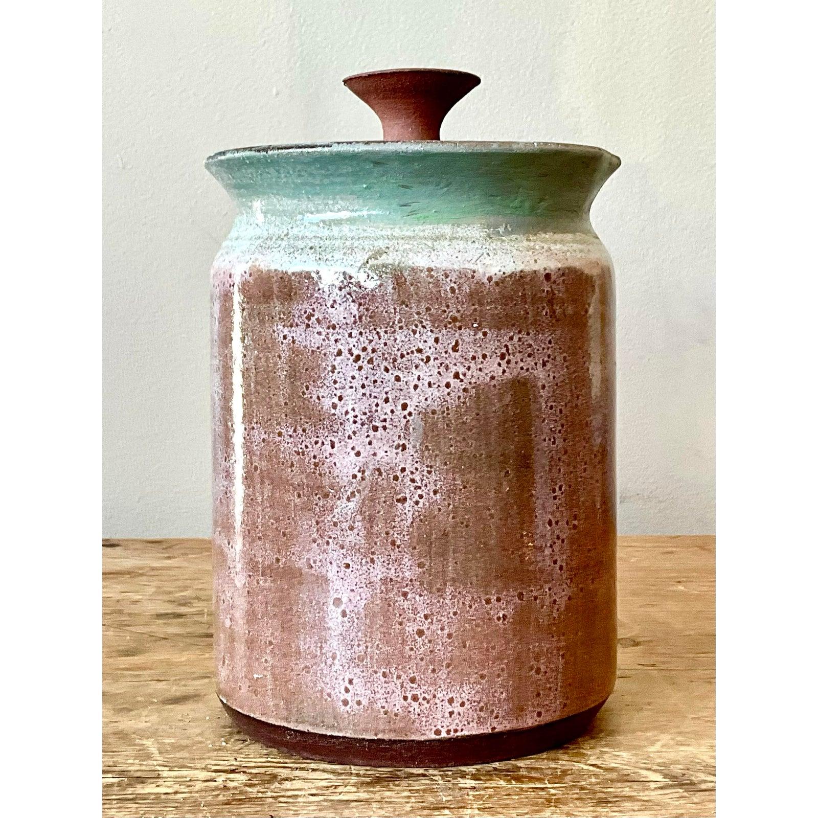 Americano Vaso con coperchio dello Studio Pottery d'epoca Boho Studio in vendita