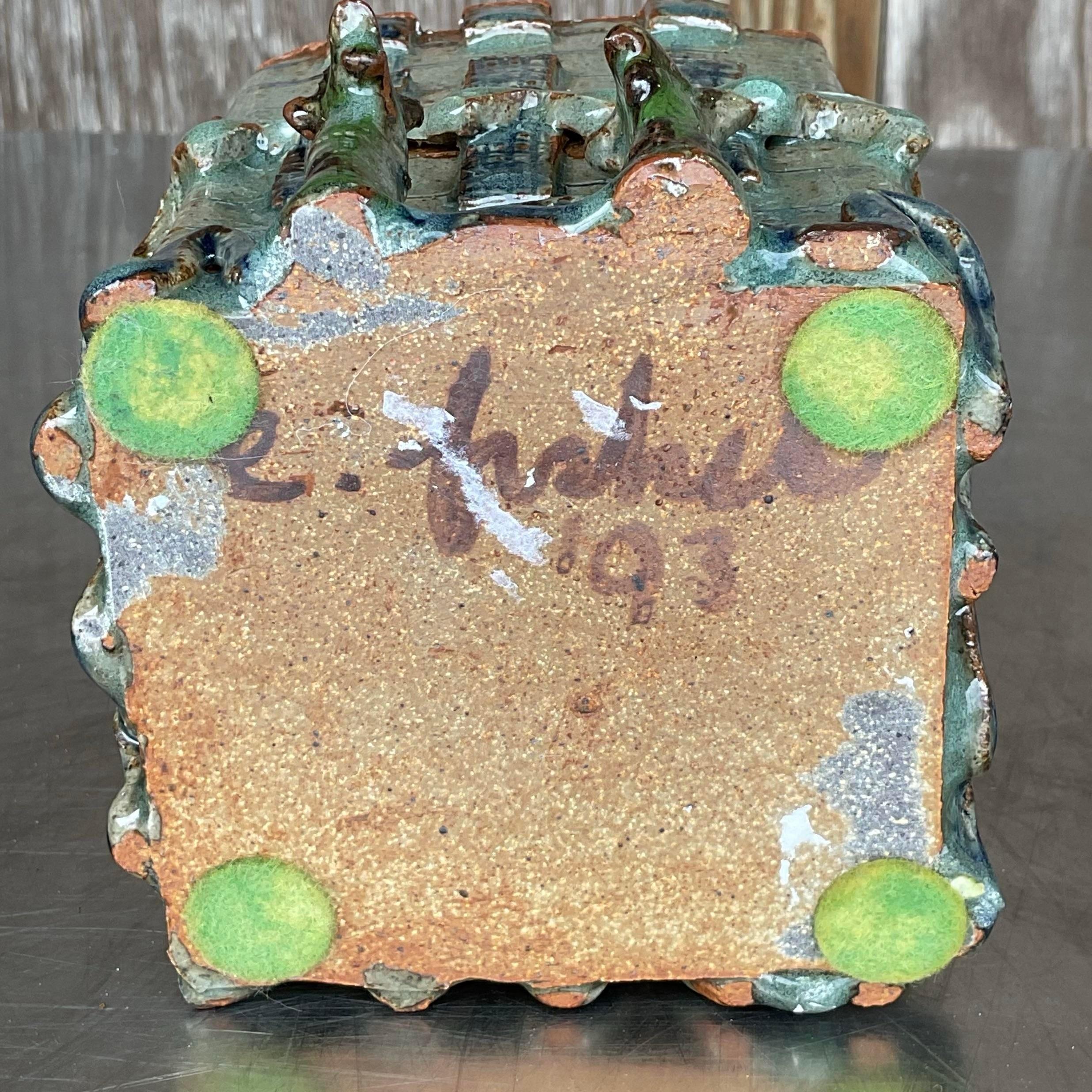 Vaso con coperchio dello Studio Pottery d'epoca Boho Studio in vendita 1