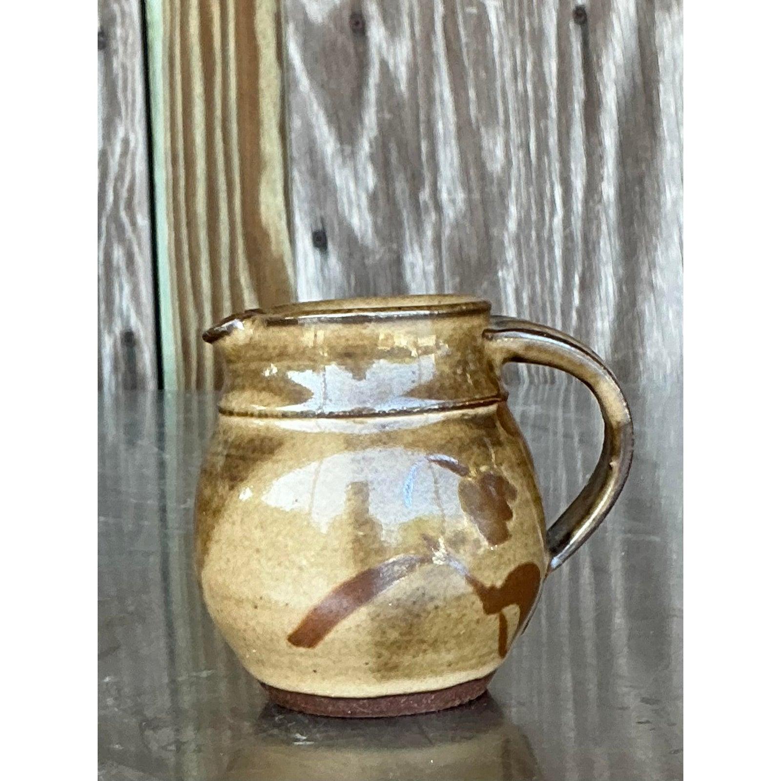 Vintage Boho Studio Pottery Pitcher For Sale 1