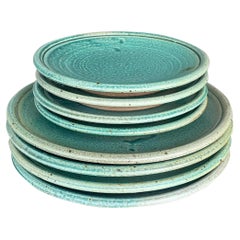Vintage Boho Studio Pottery Plates- Set of 8