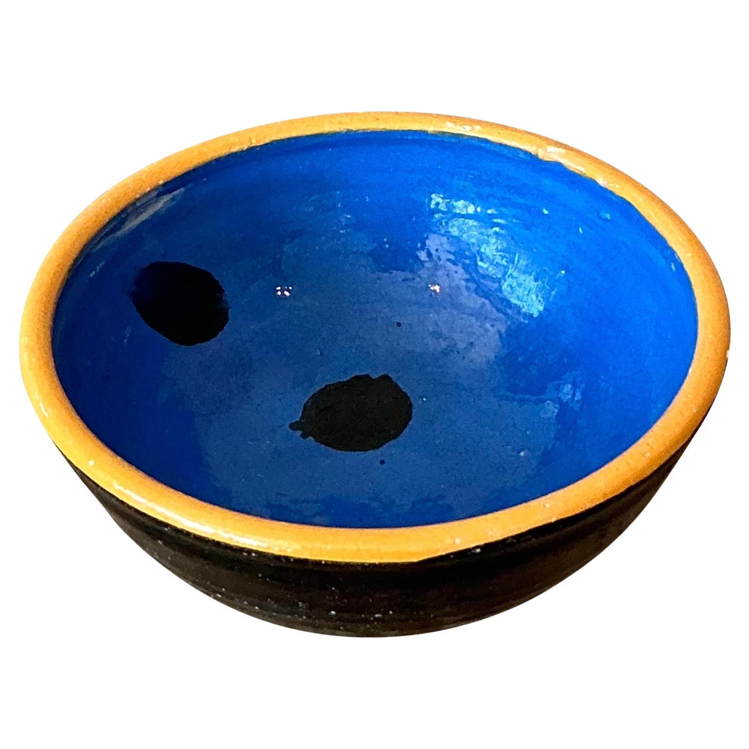 Vintage Boho Studio Pottery Polka Dot Bowl